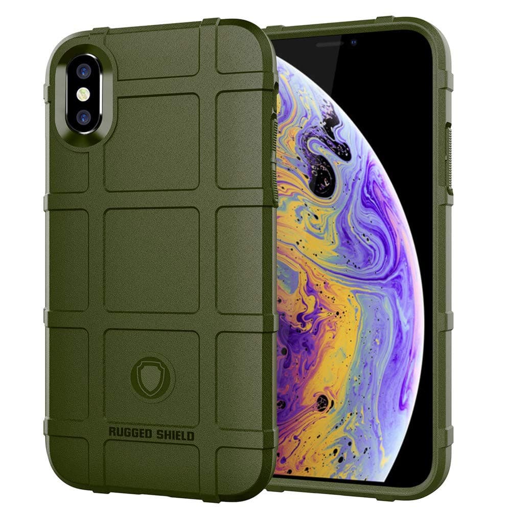 for iPhone Xs/X case, (Rugged Shield Series) TPU Thick Solid Armor Tactical Protective Cover Case for iPhone Xs/X (5.8 inches) - Army Green