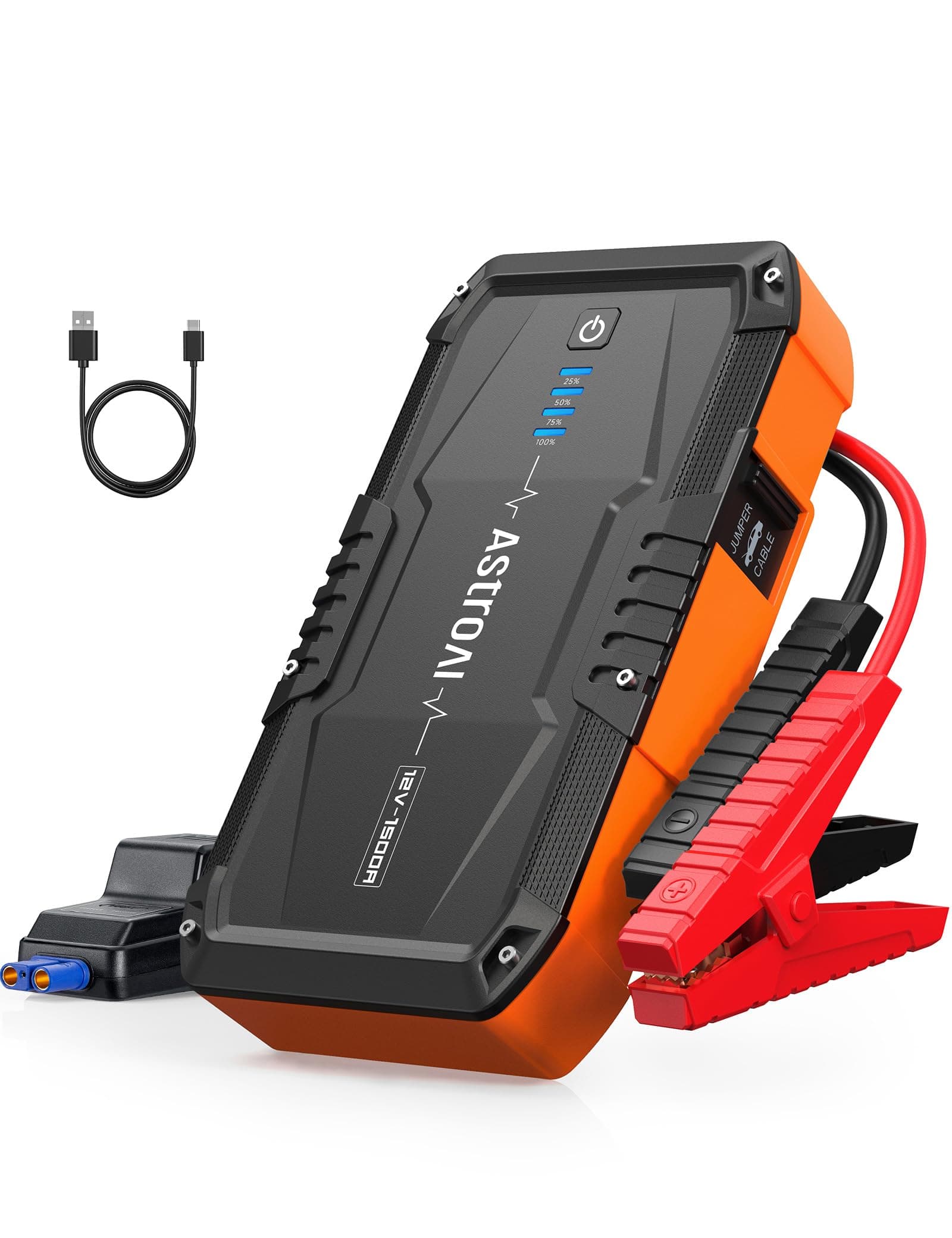 AstroAI S8 Jump Starter, 10,000 mAh, 1500 A Peak Current, Car Engine Starter (Compatible with up to 1.2 gal (6.0 L) Gasoline and 3.0 L) Diesel Cars), 12 V, Emergency Start Car, Safety Protection, Mobile Battery, Flashlight, PSE Certified, USB-C Included, Mother's Day