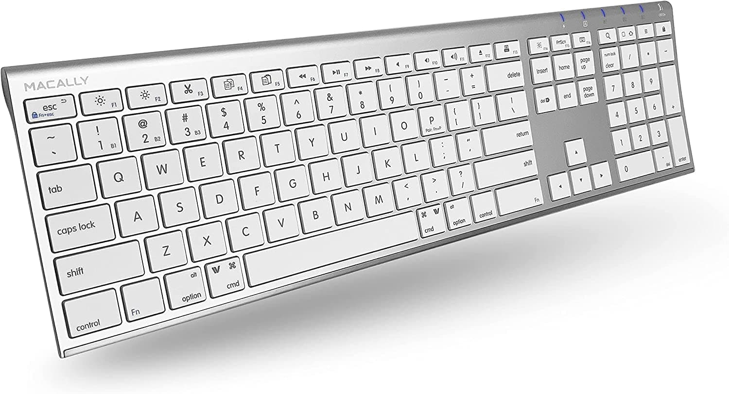 Macally ACEBTKEY-US, ultraslim Bluetooth Keyboard for Mac, PC, iOS and Android, US QWERTY Key Cap Layout