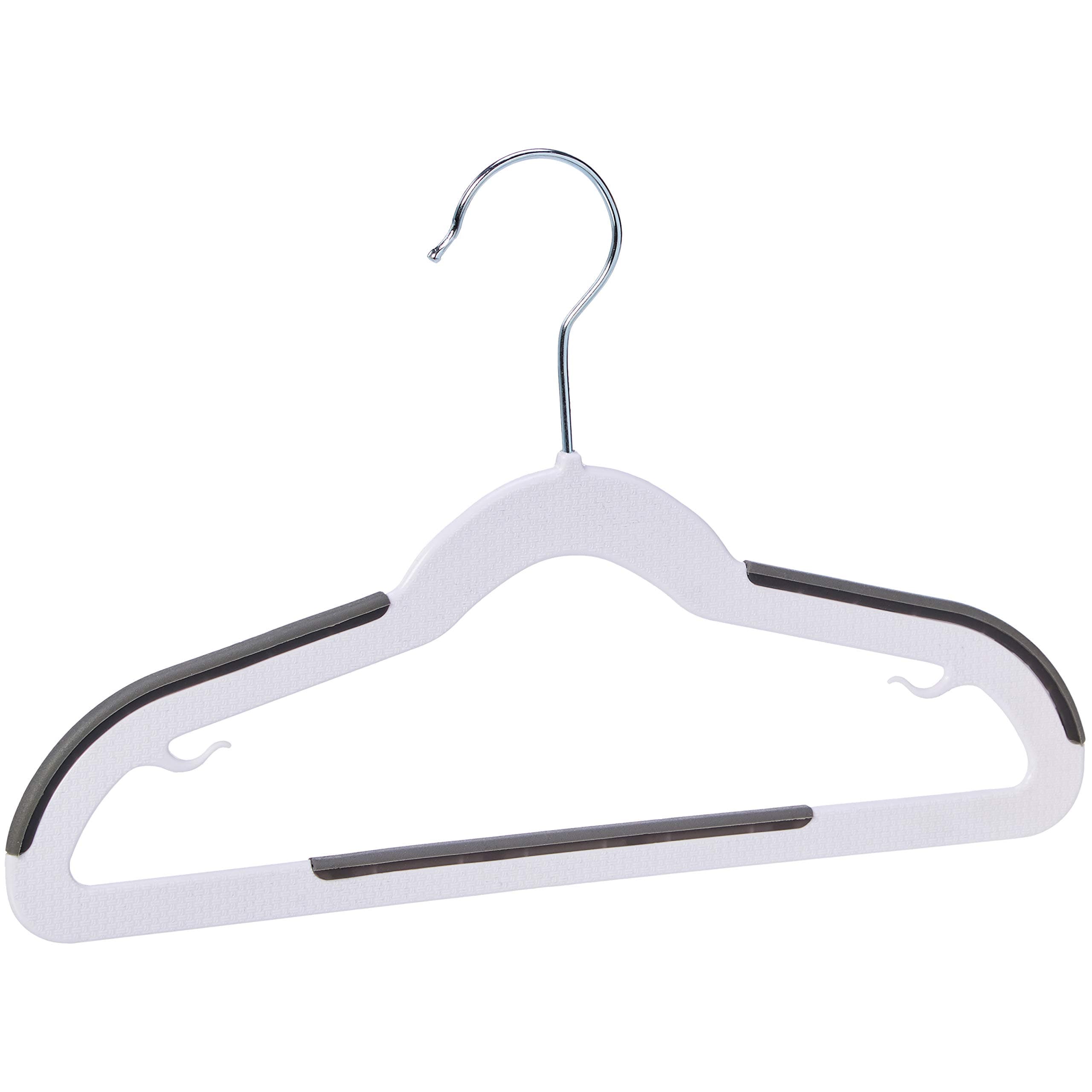Amazon Basics Plastic Kids Clothes Hangers, Non-Slip, White and Black, 12.8" x 8" x 0.2", 30-Pack