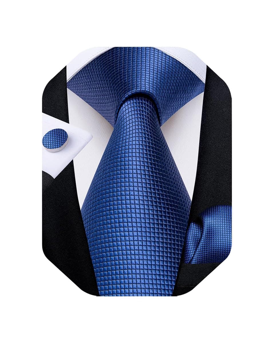 Mens Solid Color Tie and Pocket Square Set Woven Silk Plain Necktie & Handkerchief for Men Wedding Party Formal