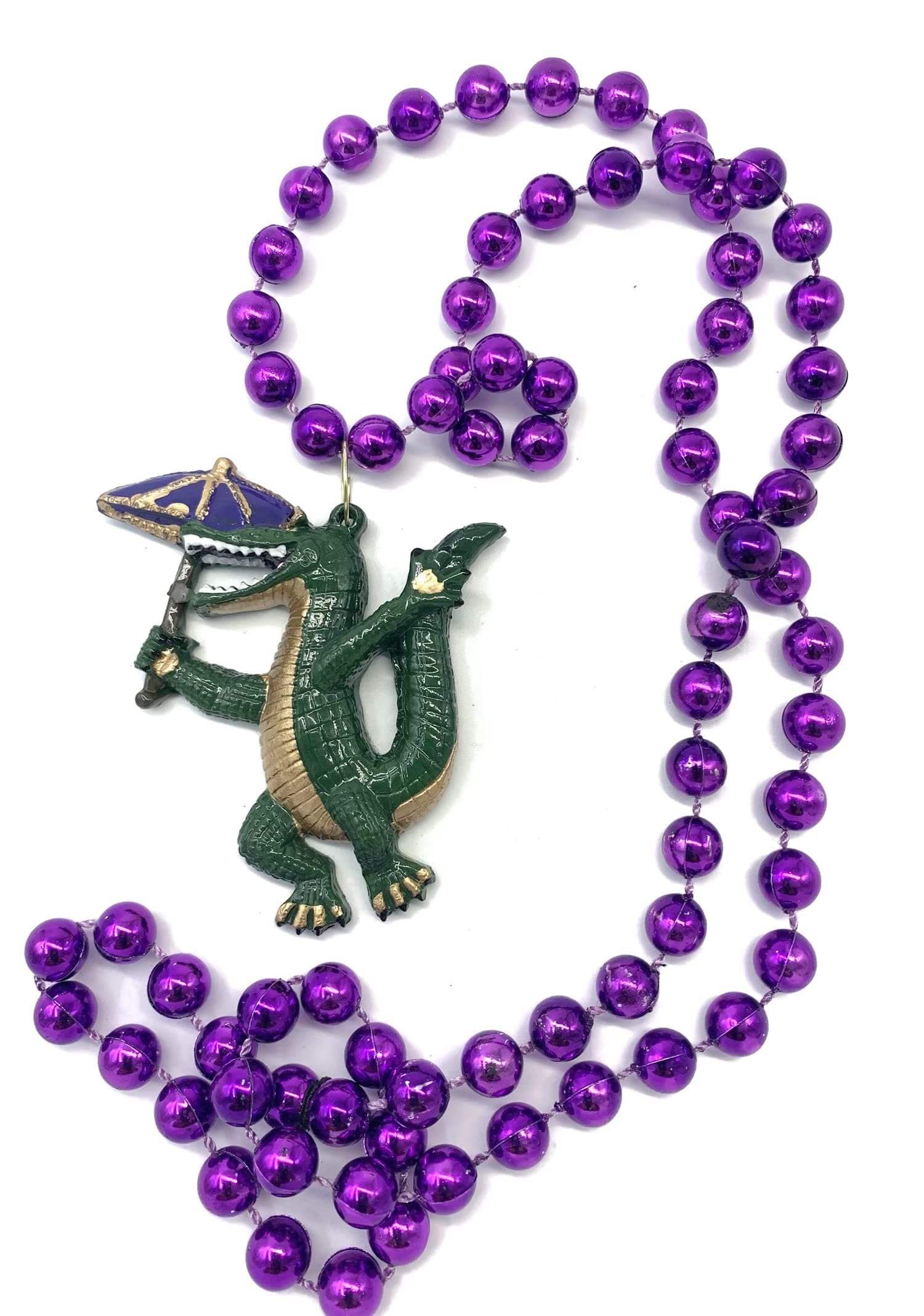 Gator Second Line Umbrella Mardi Gras Bead Necklace Spring Break Cajun Carnival New Orleans