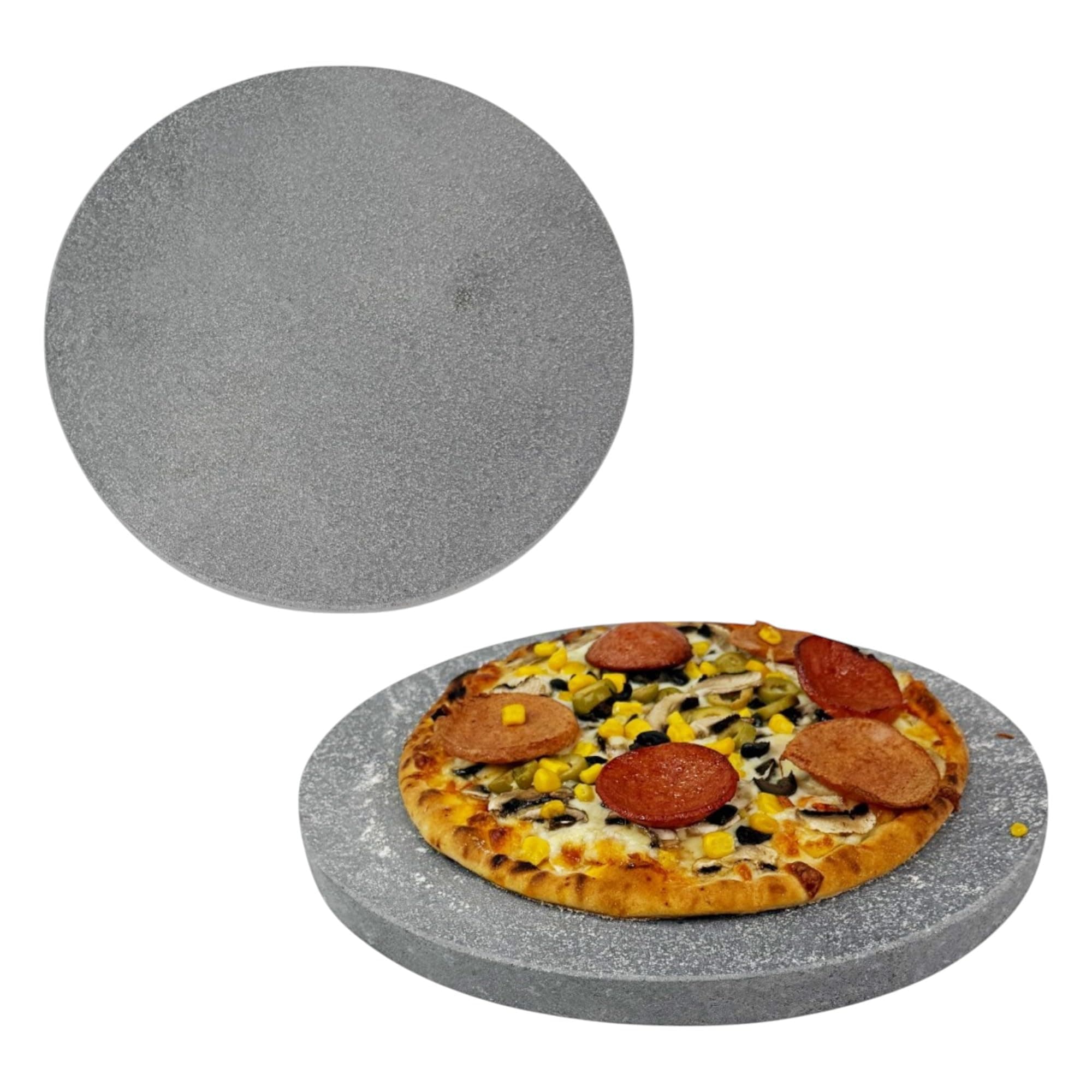 Round Baking Pizza Stone. Bread Making Stone.100% Natural Volcanic Stone Multi-Purpose Oven & BBQ, Grill. High Heat Retention. Serving Stone. (1.5x30cm)