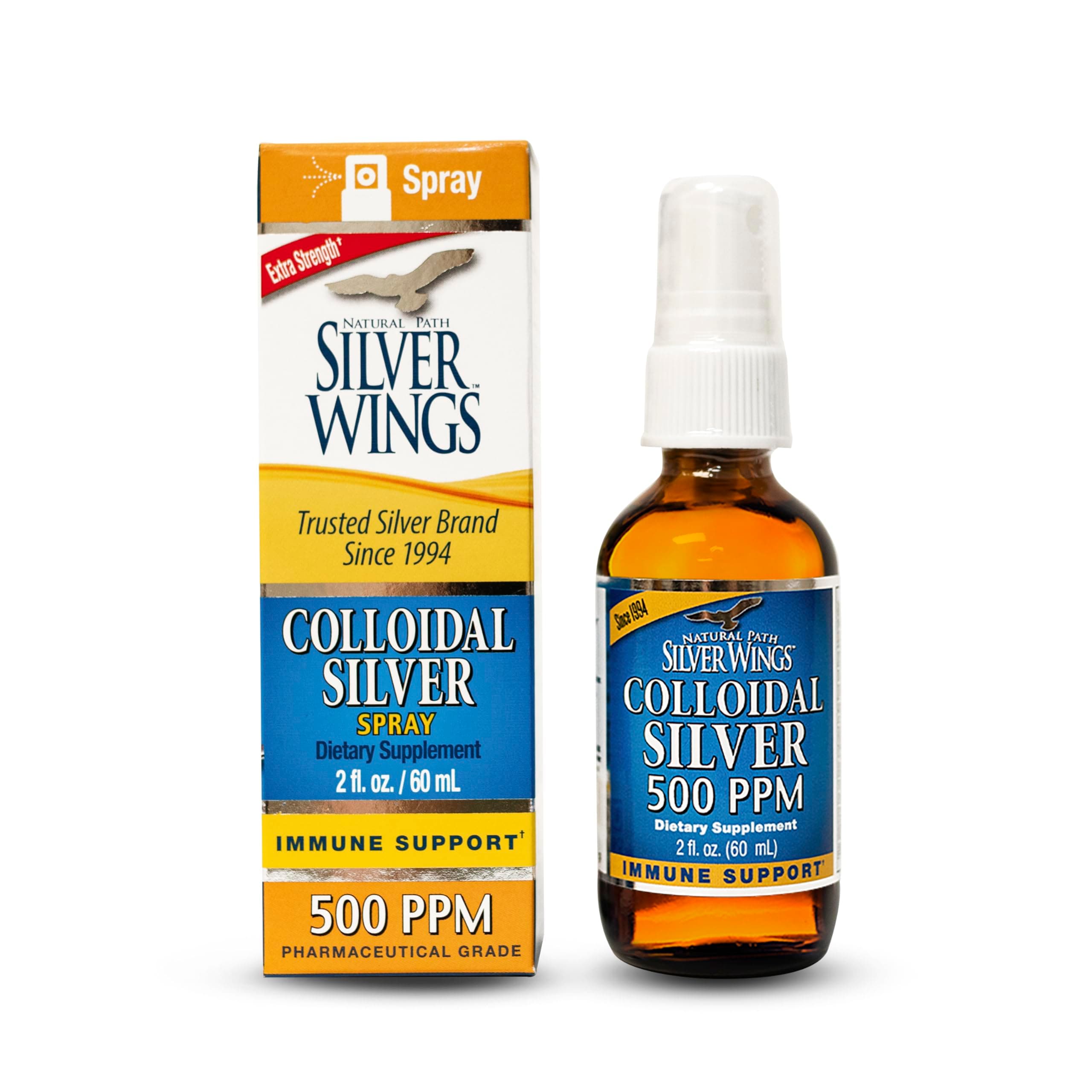 Colloidal Silver - Extra Strength Liquid Immune Support Supplement- - 500ppm (2500mcg) - 2oz Spray