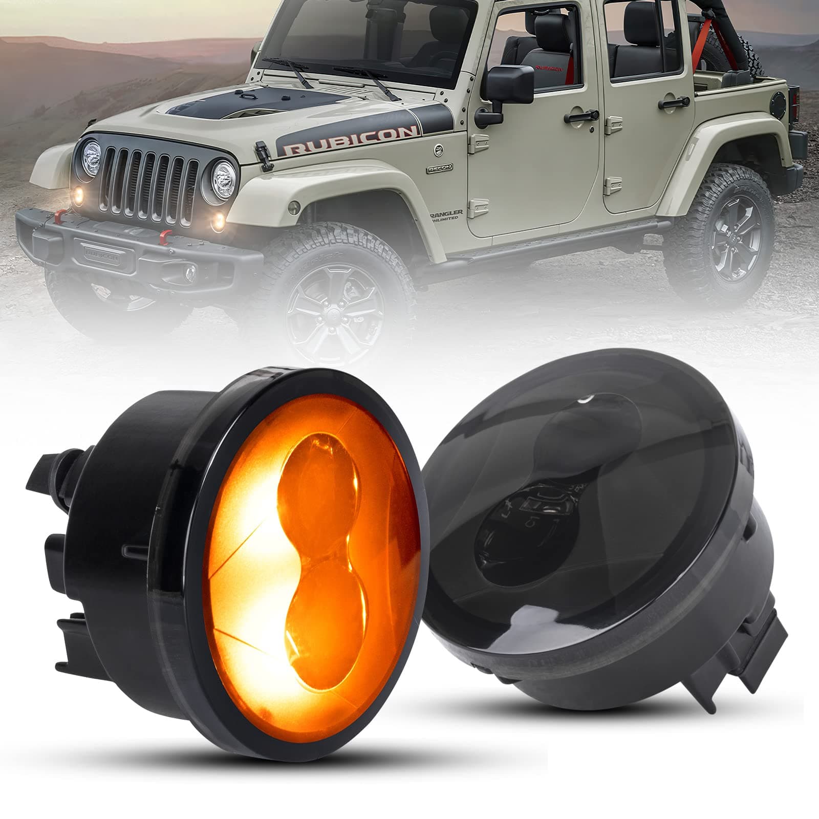 Front LED Turn Signal Light Compatible with 2007-2017 Wrangler JK ，LITEWAY Turn Lamp Fender Side Maker Parking Lights