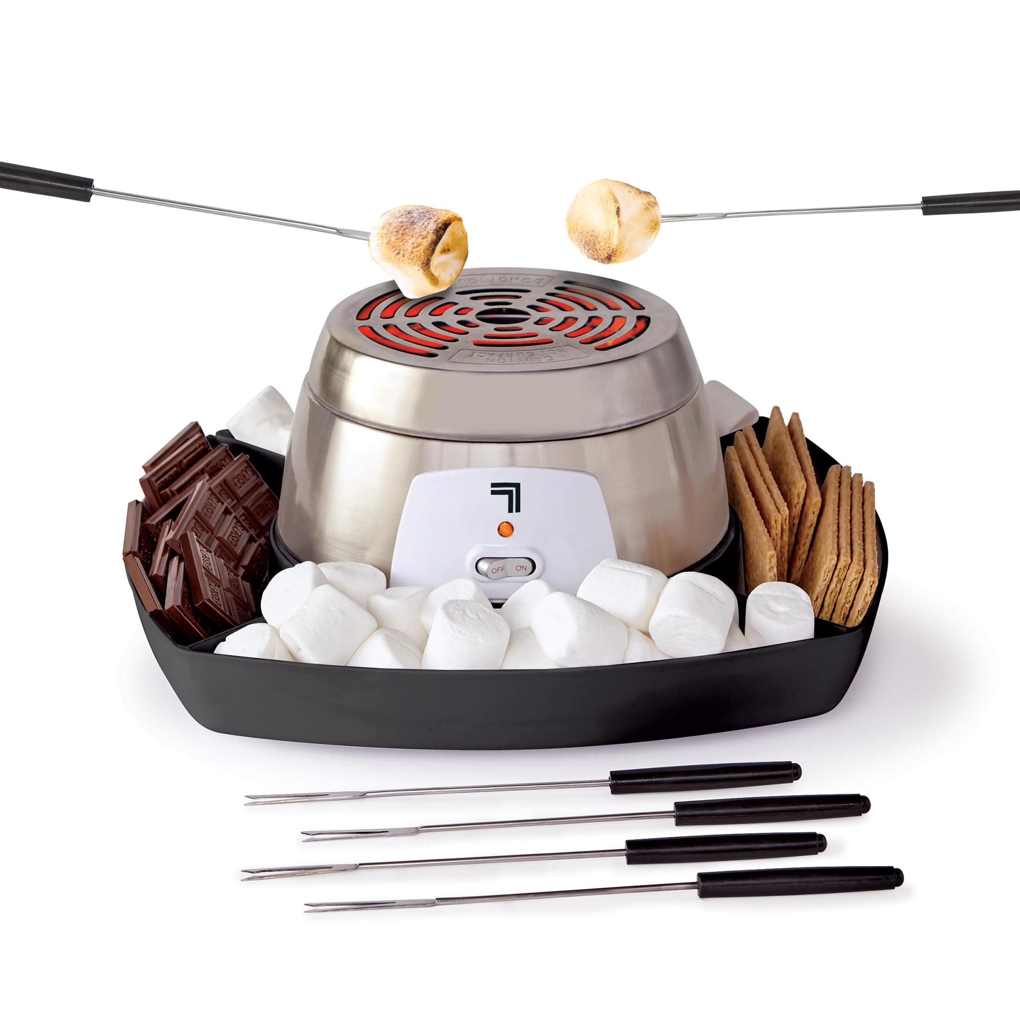 Electric S’mores Maker – 6 Marshmallow Roasting Sticks & Serving Tray Station| Indoor Smores Kit| Kids & Family Party Activity| Kitchen Gadget| Movie Night, Sleepover, Housewarming Gift