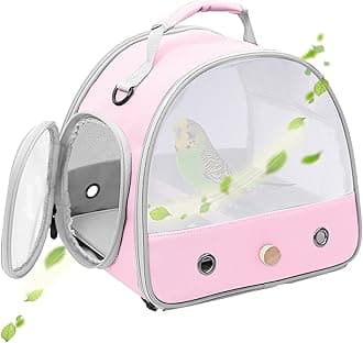 Bird Carrier, Portable Small Bird Parrot Parakeet Carrier with Standing Perch and Stainless Steel Tray, Side Access Window Collapsible