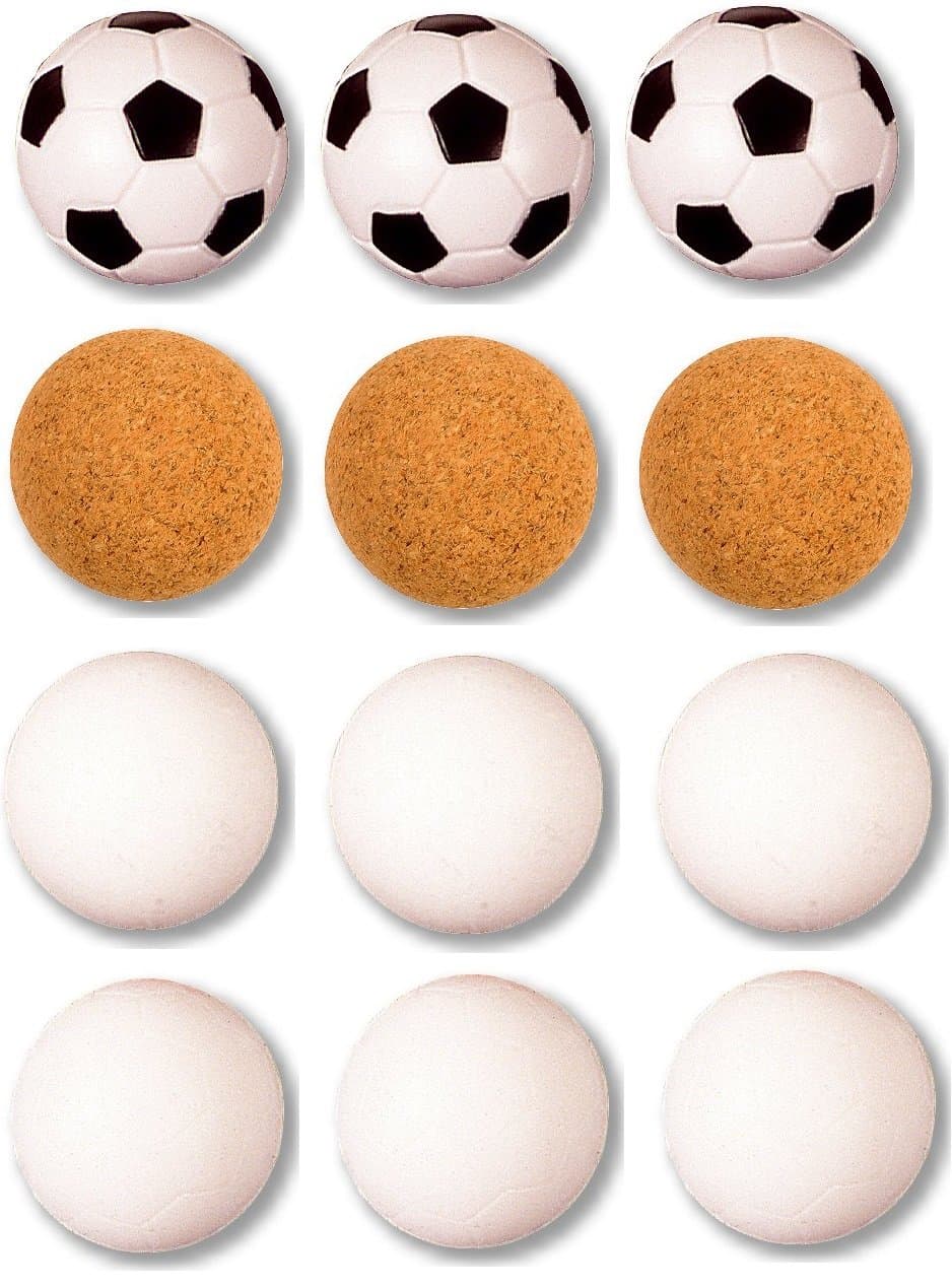 12 Table Football Balls (4x3), Assorted, 4 Different Designs