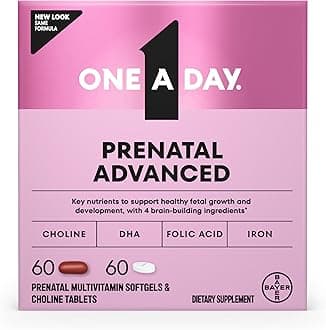 Prenatal Advanced- Prenatal Vitamins with Folic Acid, Choline, DHA & Iron, Pregnancy Vitamins for Women to Support Baby’s Development, 60+60 Ct (120 Total Set) (Packaging May Vary)