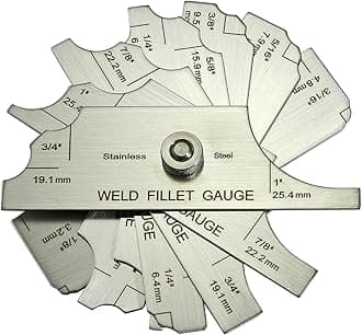 RIVERWELD 7 Piece Fillet Weld Set Gage MG-11 Rl Gauge Depth Gauges Welding Inspection Test Ulnar Metric & Inch With Markings on Both Sides Checking Fillet Leg and Throat Size