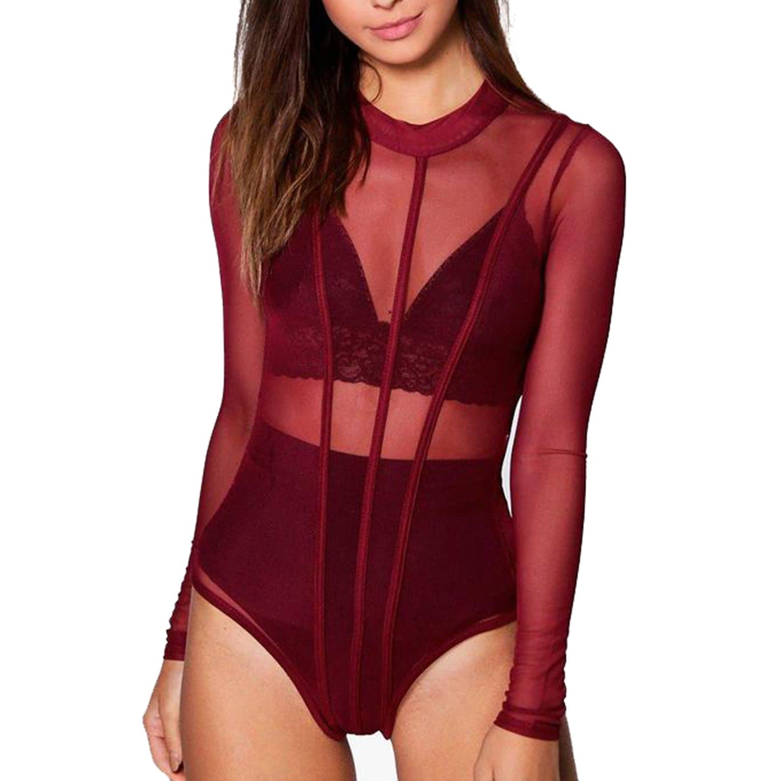 Women's Seam Detial Mesh Bodysuit