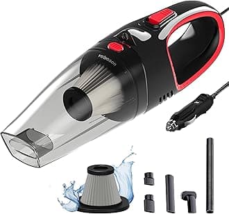 Roboson VC101 Car Vacuum Cleaner Portable Handheld Vacuum Cleaner with Powerful 5000 PA Suction, 12V DC/110W, Long 4.5m Cord, Mini Car Air Pump for Deep Cleaning (1 Year Warranty)