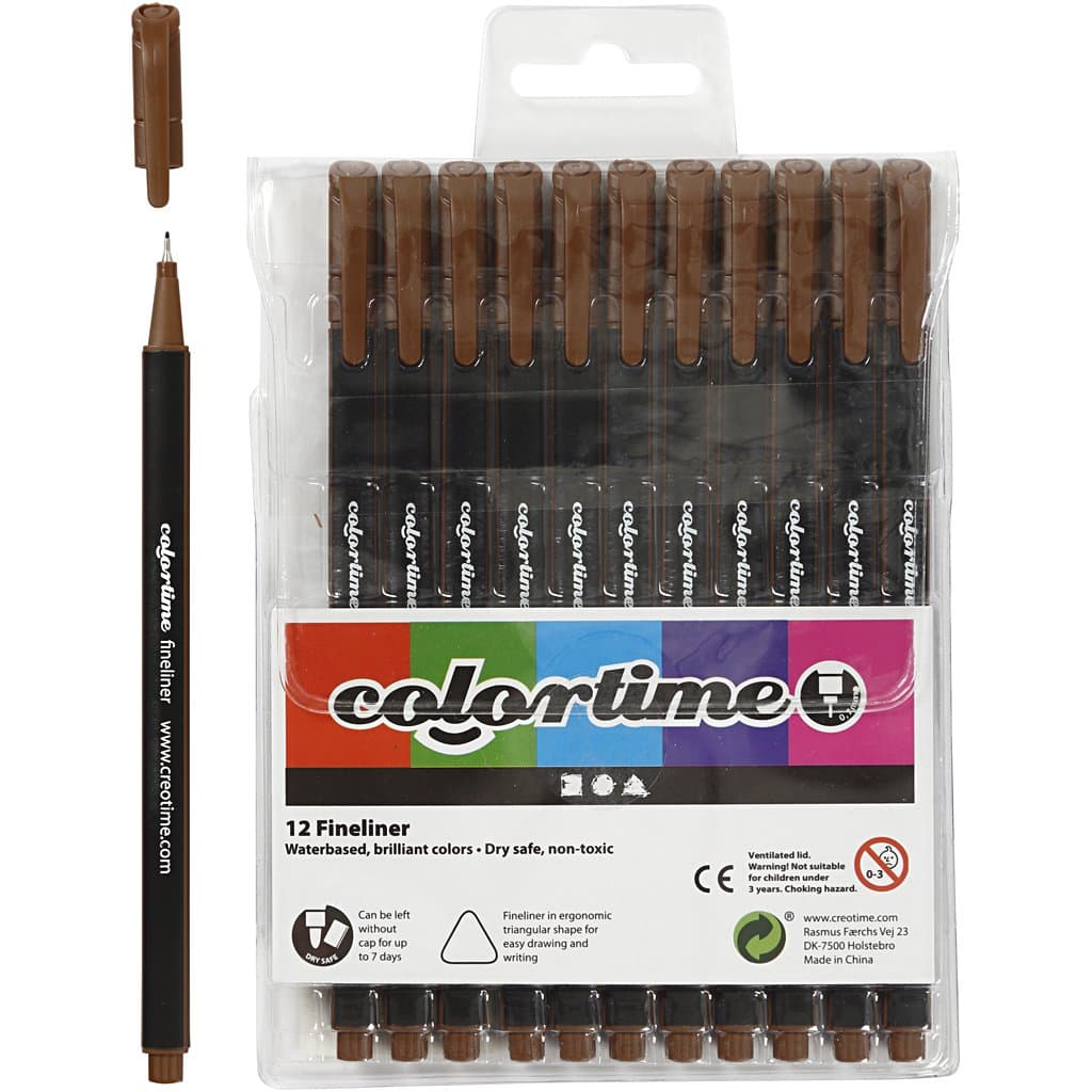 Colortime Drawing pens, Brown, One Size