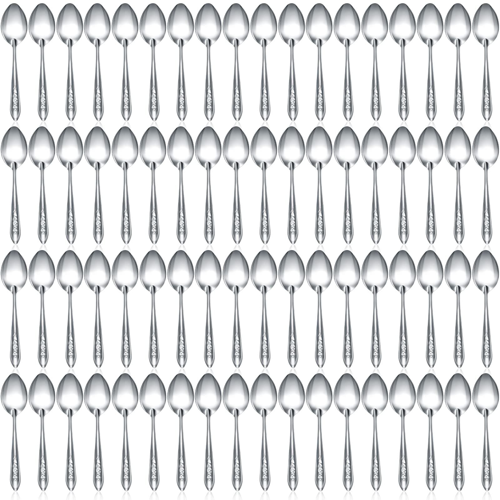 Nuogo 100 Pieces Dinner Spoons Set 6.69 Inches Silverware Spoons Bulk Stainless Steel Food Grade Tablespoons for Home Restaurant Kitchen Dishwasher Safe