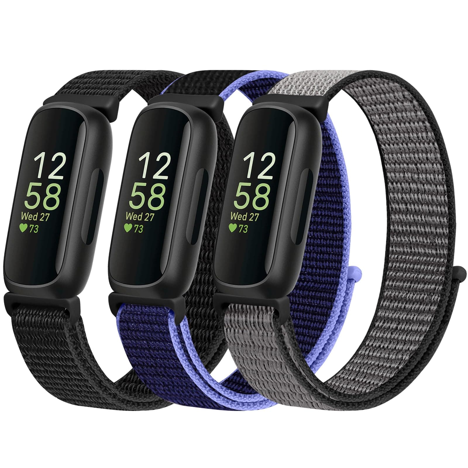 Nylon Bands Compatible for Fitbit Inspire 3/Inspire 2/Inspire/Inspire HR/Ace 3/Ace 2 Bands, Breathable Sport Replacement Straps Soft Adjustable Solo Loop Nylon Wristband for Women Men Kids