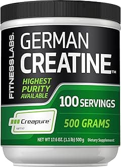 German Creatine Monohydrate Powder | 500 Grams | Creapure Fitness Supplement | for Men & Women | Unflavored | 100 Servings