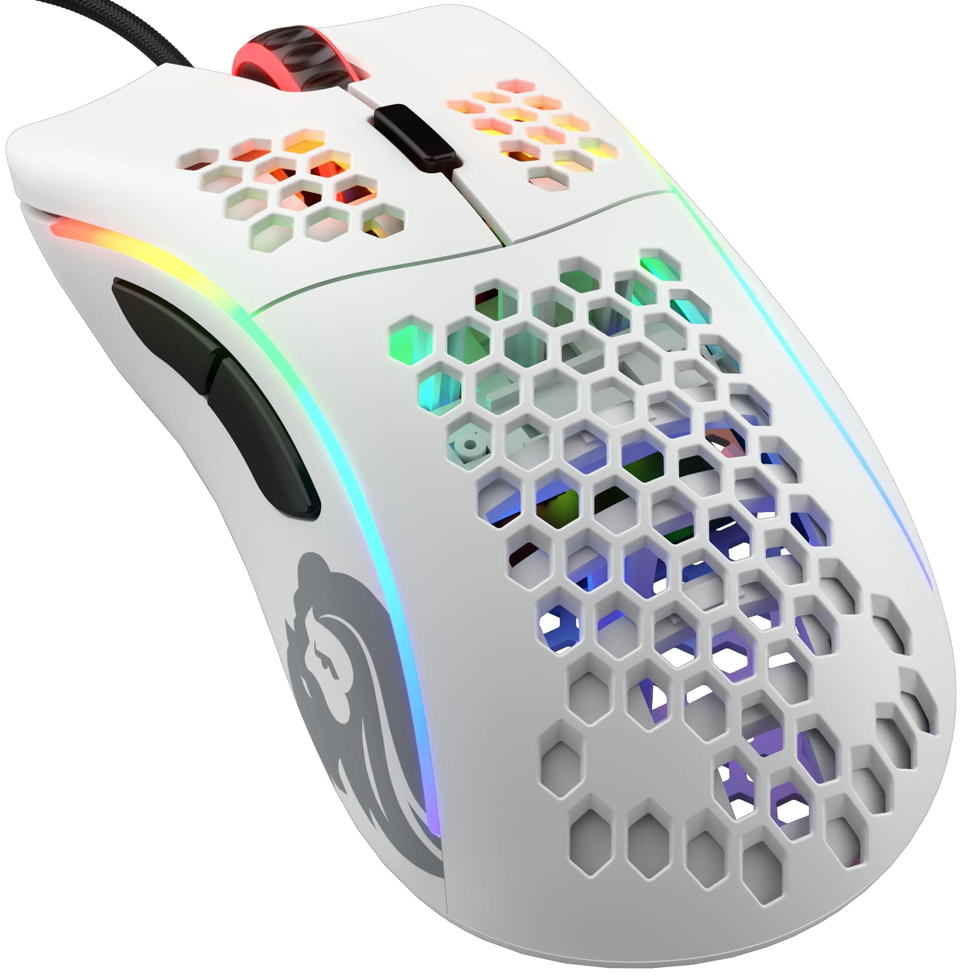 Gaming Model D Wired Gaming Mouse - 68g Superlight Honeycomb Design, RGB, Ergonomic, Pixart 3360 Sensor, Omron Switches, PTFE Feet, 6 Buttons - Matte White