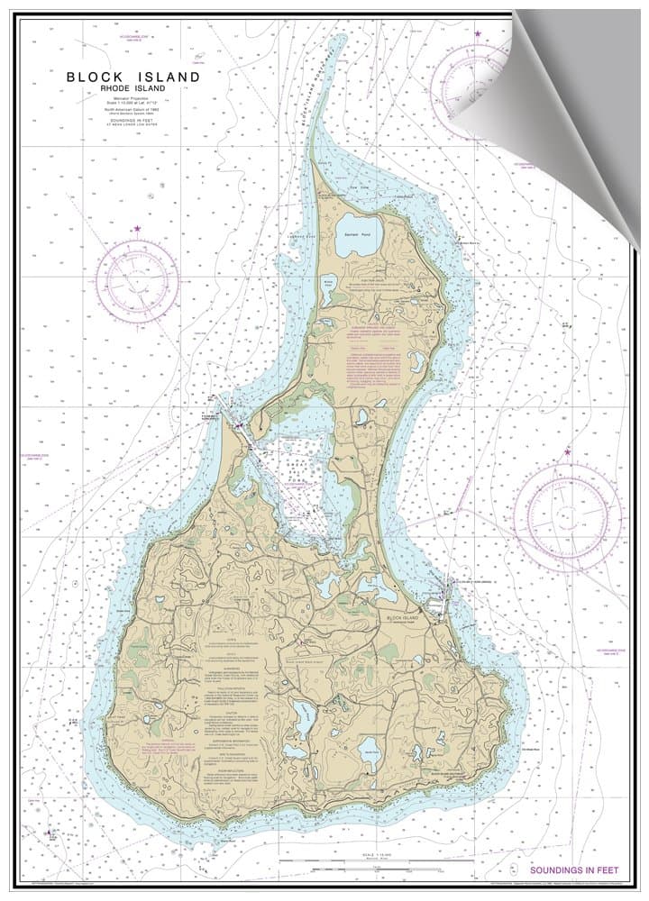 MAPTECH Block Island, RI Decorative Nautical Charts