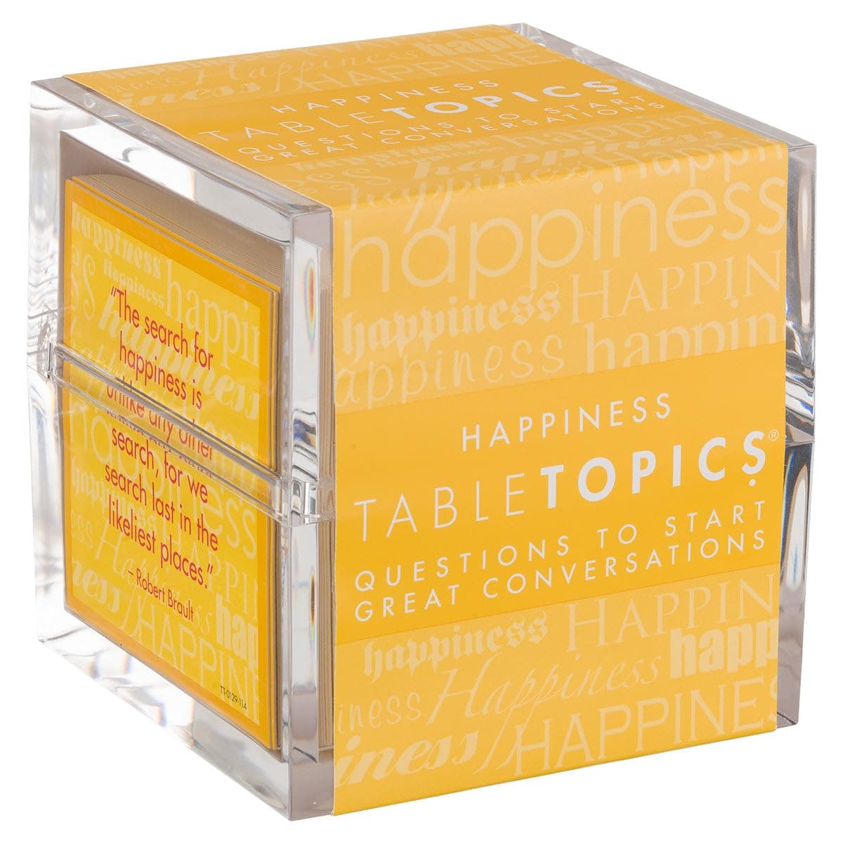TableTopics Happiness Question Card Game - 135 Conversation Starter Cards with Tips, Ideas, & Quotes to Spark Meaningful Discussions with Adults at Dinner Parties, Girls’ Nights, and More