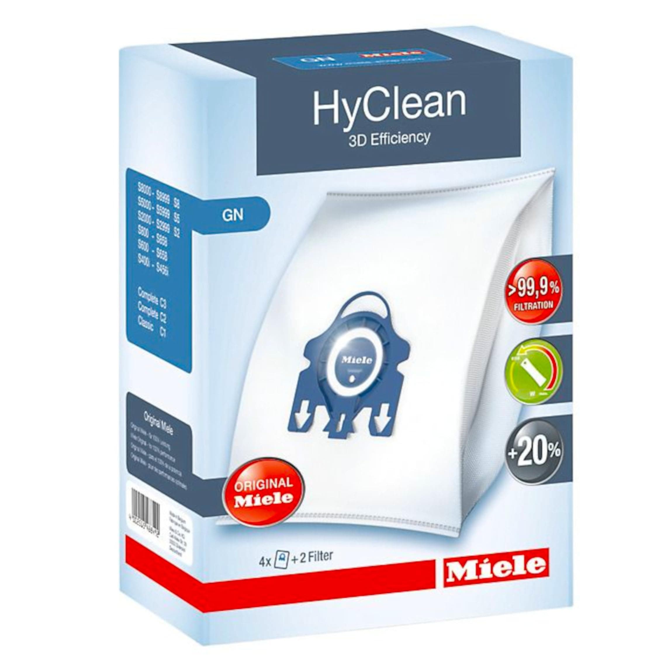 HyClean 3D GN Type Microfiber Dust Bags for Miele Canister Vacuum Cleaners - 9917730
