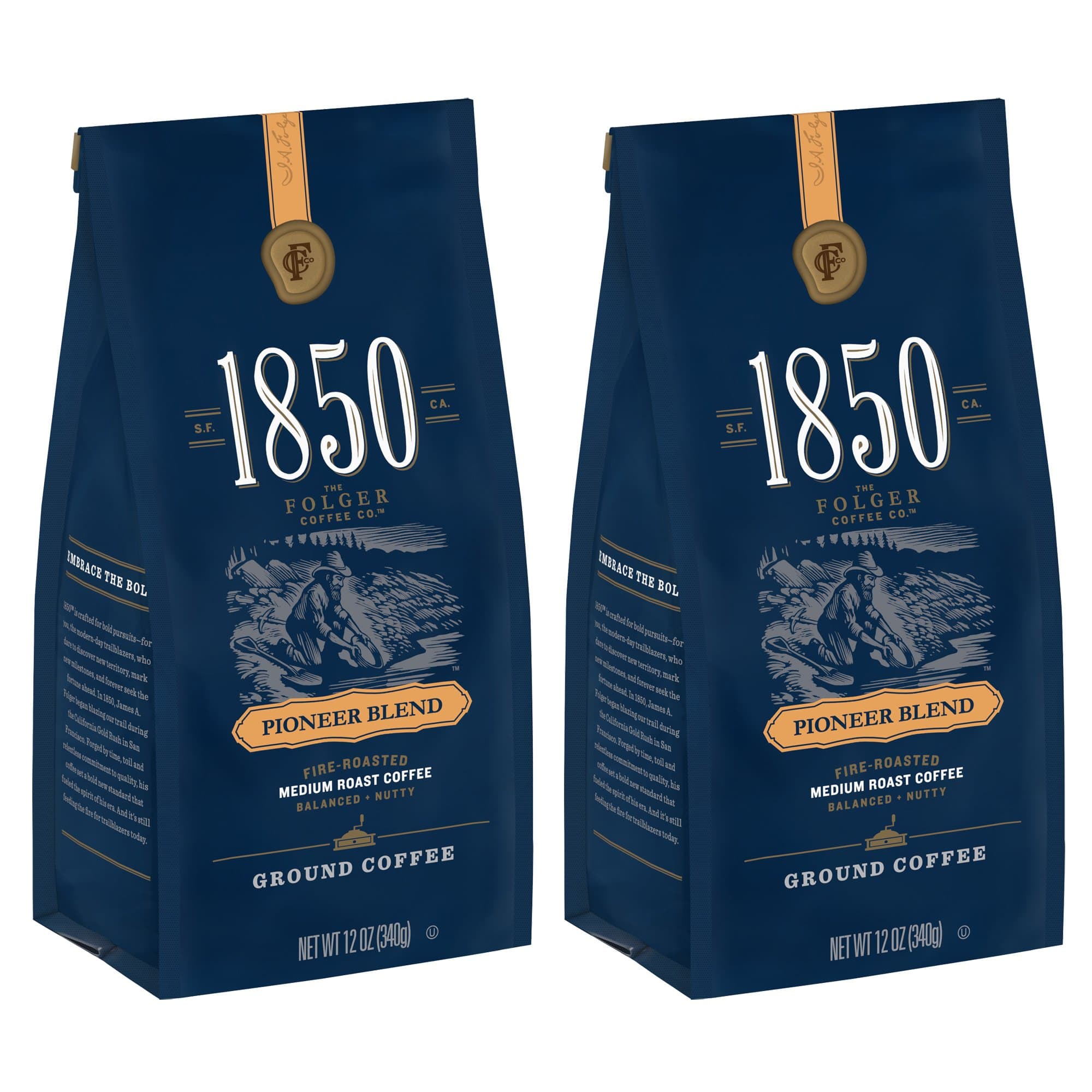 1850 Pioneer Blend Medium Roast Coffee, Ground, 2 Count
