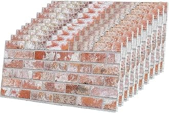 IZODEKOR 3D Wall Panels Brick Effect - Cladding, Stone Look, Styrofoam Facing for Living Room, Kitchen, Bathroom, Balcony, Bedroom, Back of Counter | Stone House (10 x Panels) - Covers 53 sq ft