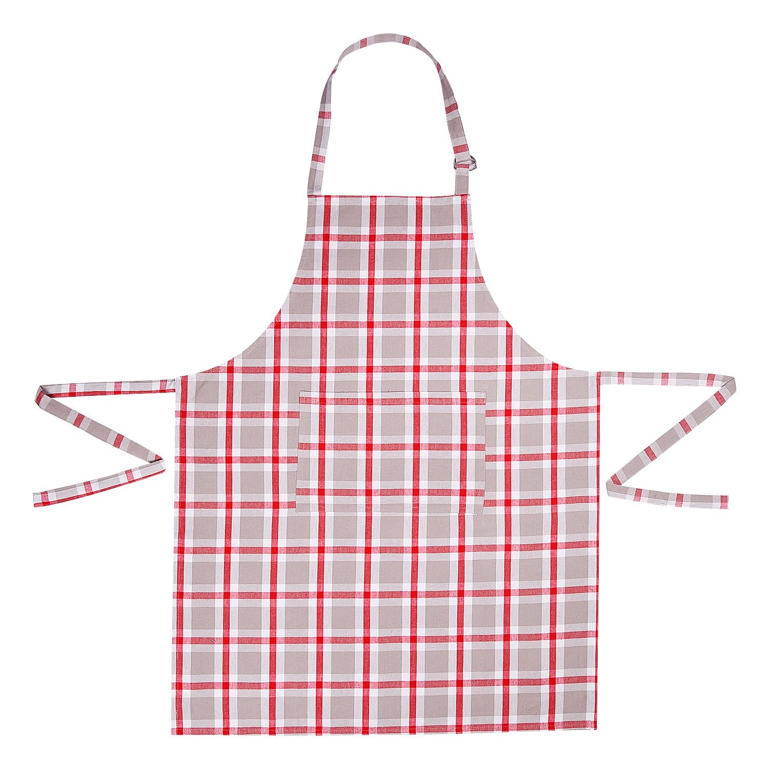 100% Cotton Kitchen Apron,With Adjustable Neck and Visible Center Pocket, Perfect Gift, European Collection,27 Inches by 35 Inches (Check Rojo)