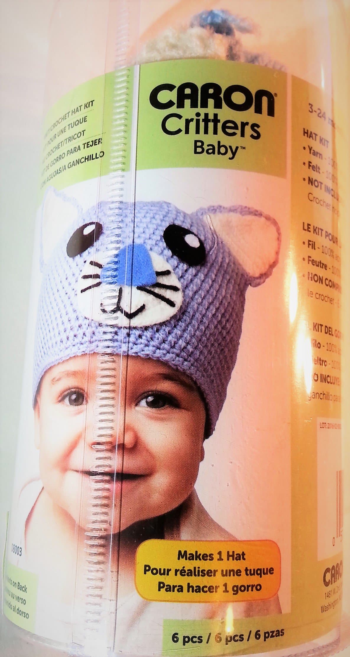 Cute Children's Blue Cat Hat Knitting Kit, (Include Pieces To Make 1 Hat)