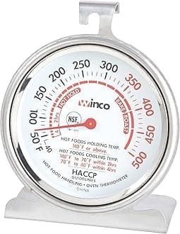 Winco 3-Inch Dial Oven Thermometer with Hook and Panel Base