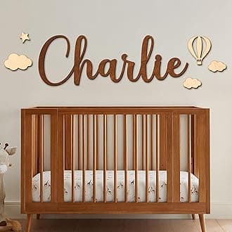 Personalized Wooden Name Sign for Nursery or Kids Room, Custom Baby Name Sign, Baby Shower Gift, Nursery Wall Decor, Includes Themed Wall Stickers