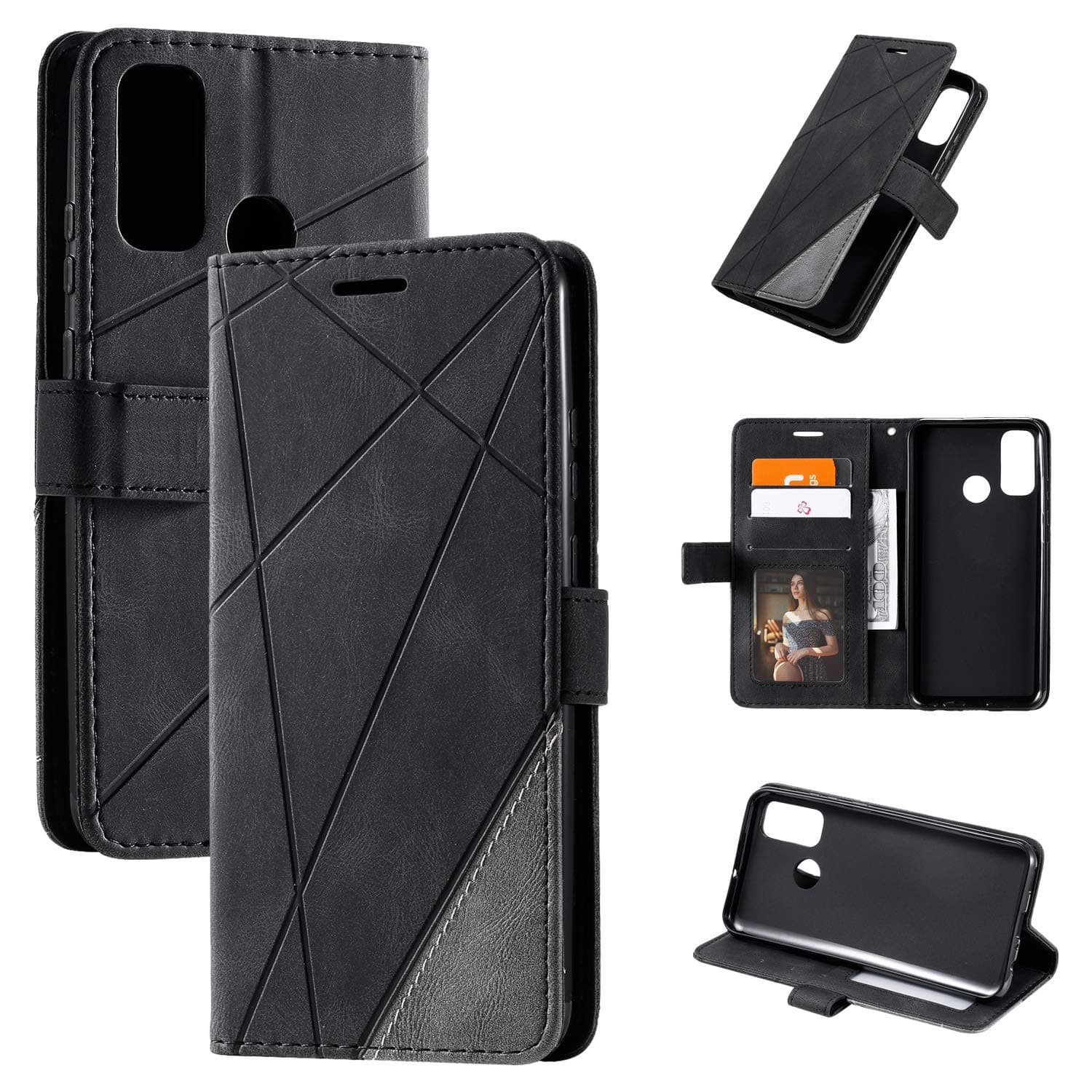 Case for TCL 20B Leather Case,Case for TCL 20B 6159K Case Flip Pu Leather Cover Black