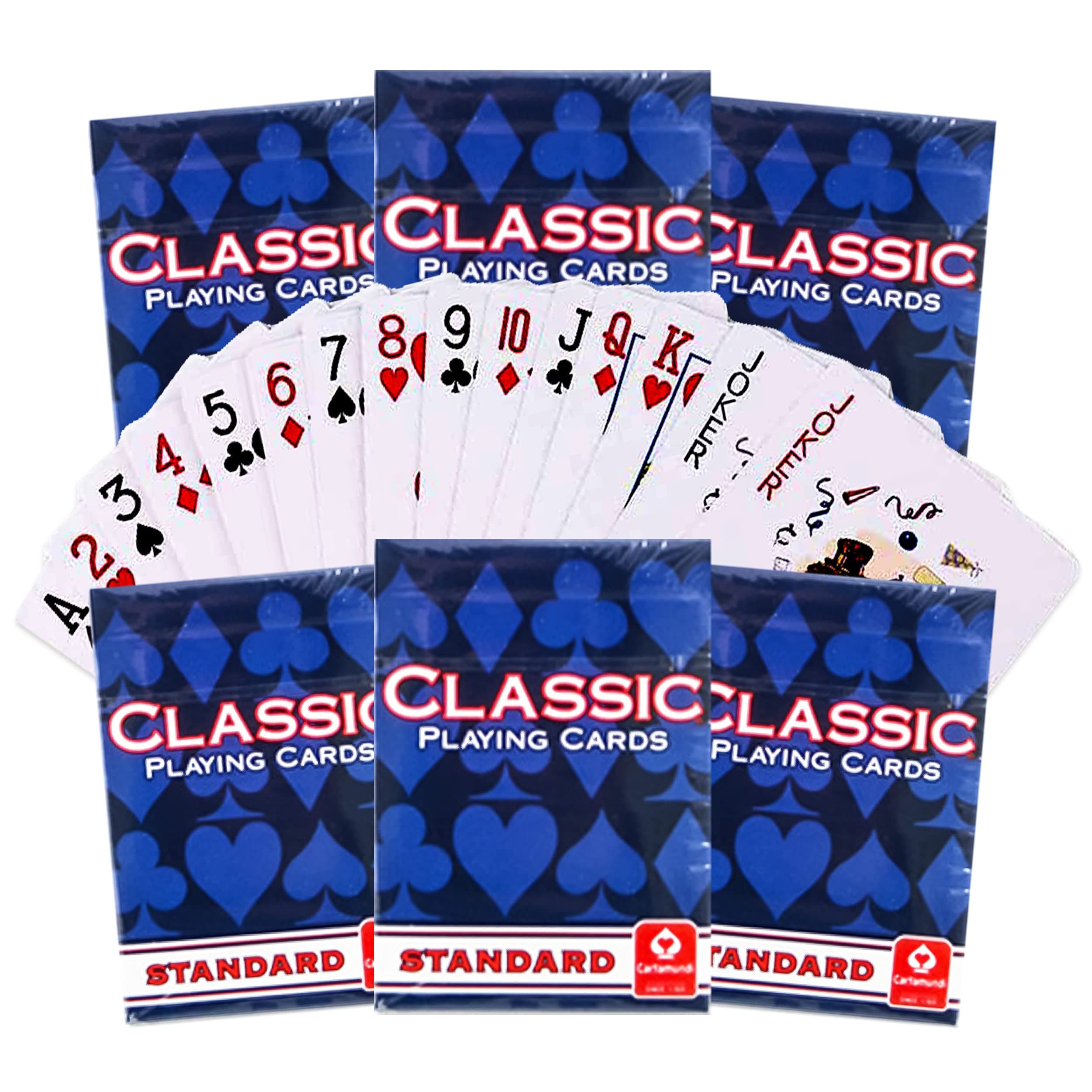 Standard Playing Card Deck 6 Pack-Classic Playing Cards for Adults, Seniors | 52 Card Standard Playing Cards Bulk for Poker, Blackjack, Bridge and More