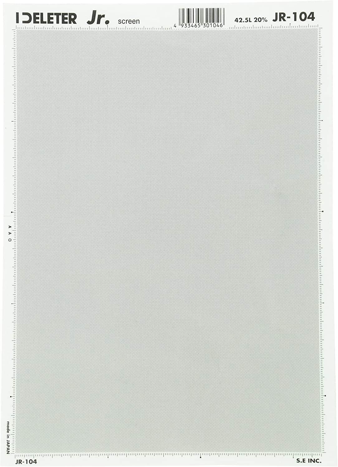 Screen Tone Jr JR-104 [Dot Pattern 42.5L/10%][Sheet Size 182x253mm (7.16"x9.96")] for Comic Manga Illustration Graphic Screentone