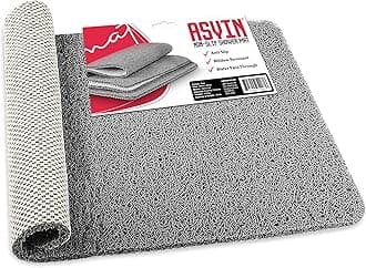 Asvin Soft Textured Bath, Shower, Tub Mat, 24x16 Inch Rectangular, Phthalate Free, Non Slip Comfort Bathtub Mats with Drain, PVC Loofah Bathroom Mat for Wet Areas, Quick Drying, Grey