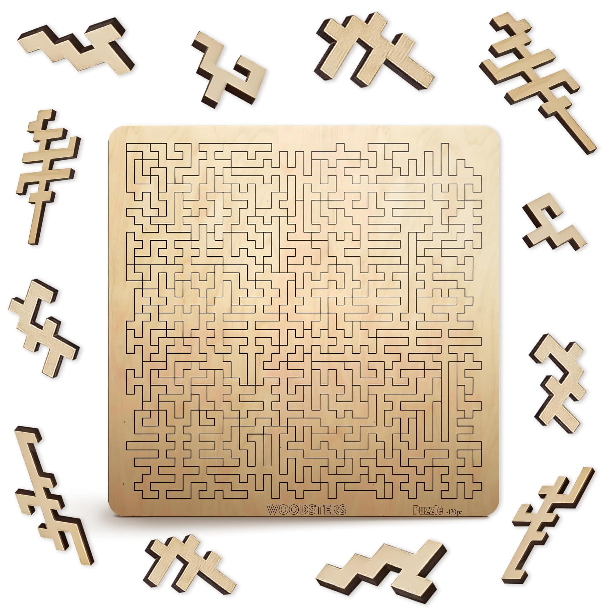 Mind Bending Wooden Jigsaw Puzzle - Difficult Challenging Impossible Puzzles for Adults, Advanced Hard Jigsaw Puzzles - Aztec Labyrinth - 130 Pieces
