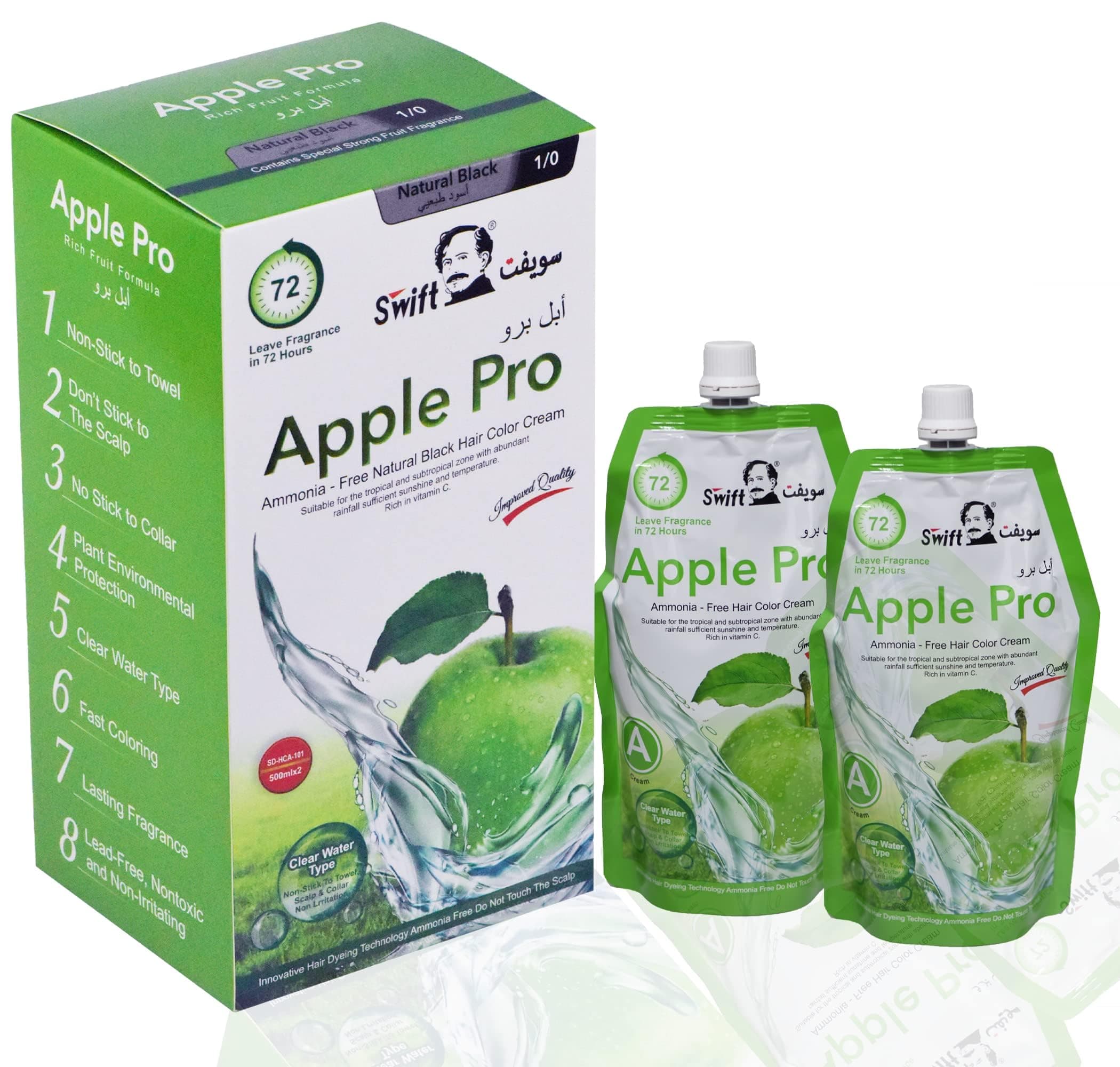 Apple Original Gray Coverage Hair Dye, Natural Black Hair Color Cream 500ml (Natural Black)