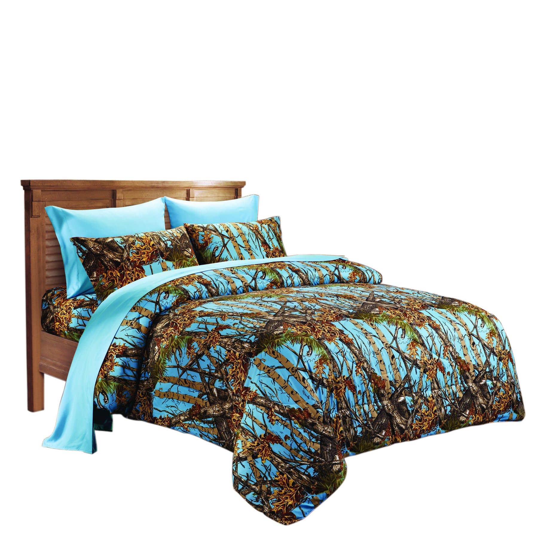 The Woods Premium Microfiber Camo Comforter (Blue, King)