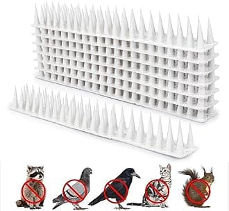 Pigeon Spikes (Pack of 20) Anti Bird Control for Balcony, Railing, Home Window Protection from Pigeon, Dog, Monkey, Crow, Kabootar, Split AC, Spikes with Double Sided Tape (White)