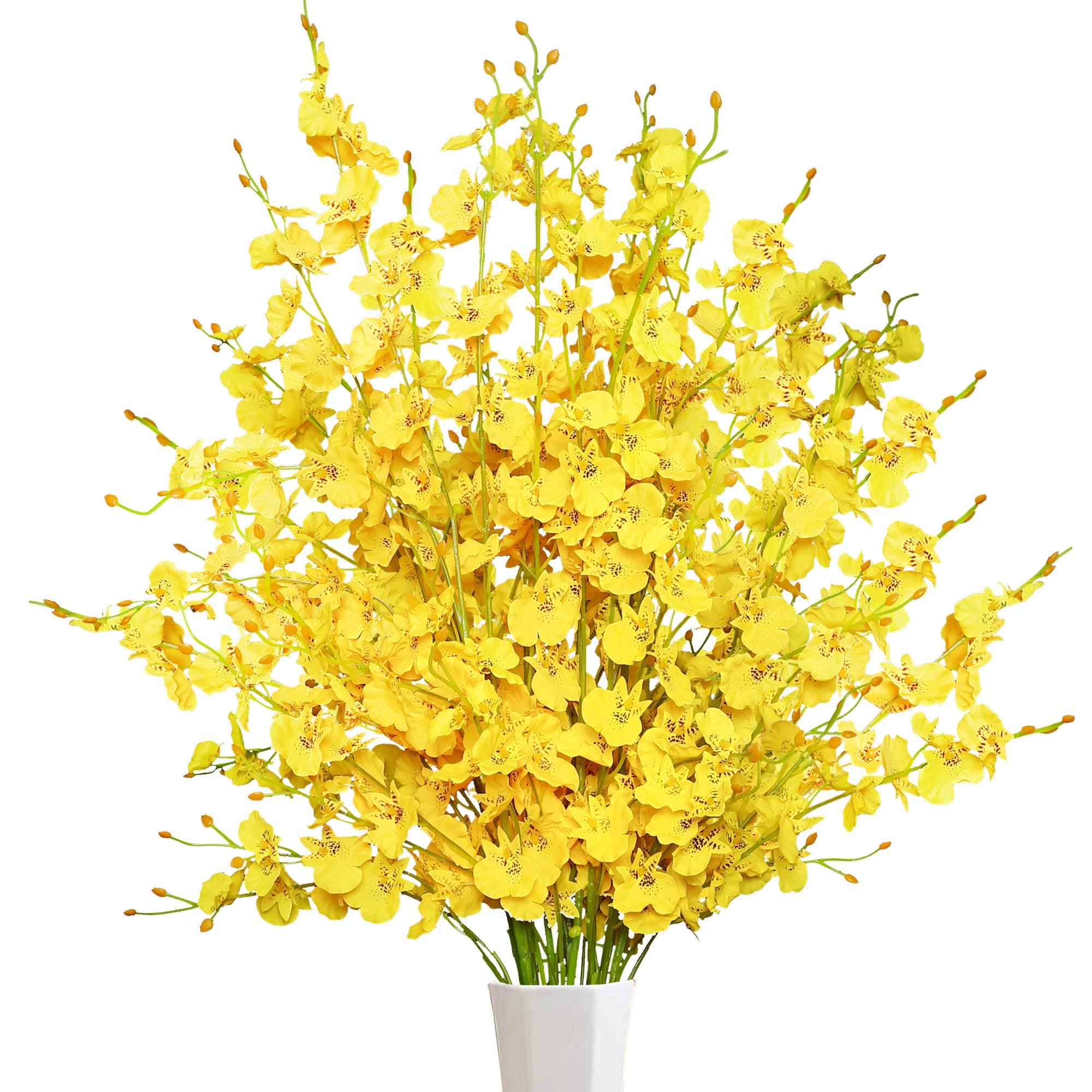 Greentime 39'' Artificial Orchid Flowers 10 Pcs Silk Dancing Lady Orchid Long Stem for Tall Vase Table Centerpiece Wedding Home Party Festival Summer Decor (Bright Yellow)