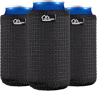 WK IEASON 16oz Standard Can Sleeves Insulators Sleeves Standard Can Covers 16OZ Neoprene Beer Bottle Sleeves Coolers Holder Non-slip Neoprene Can Cooler Sleeves 3PC Pack (16OZ, Black x3)