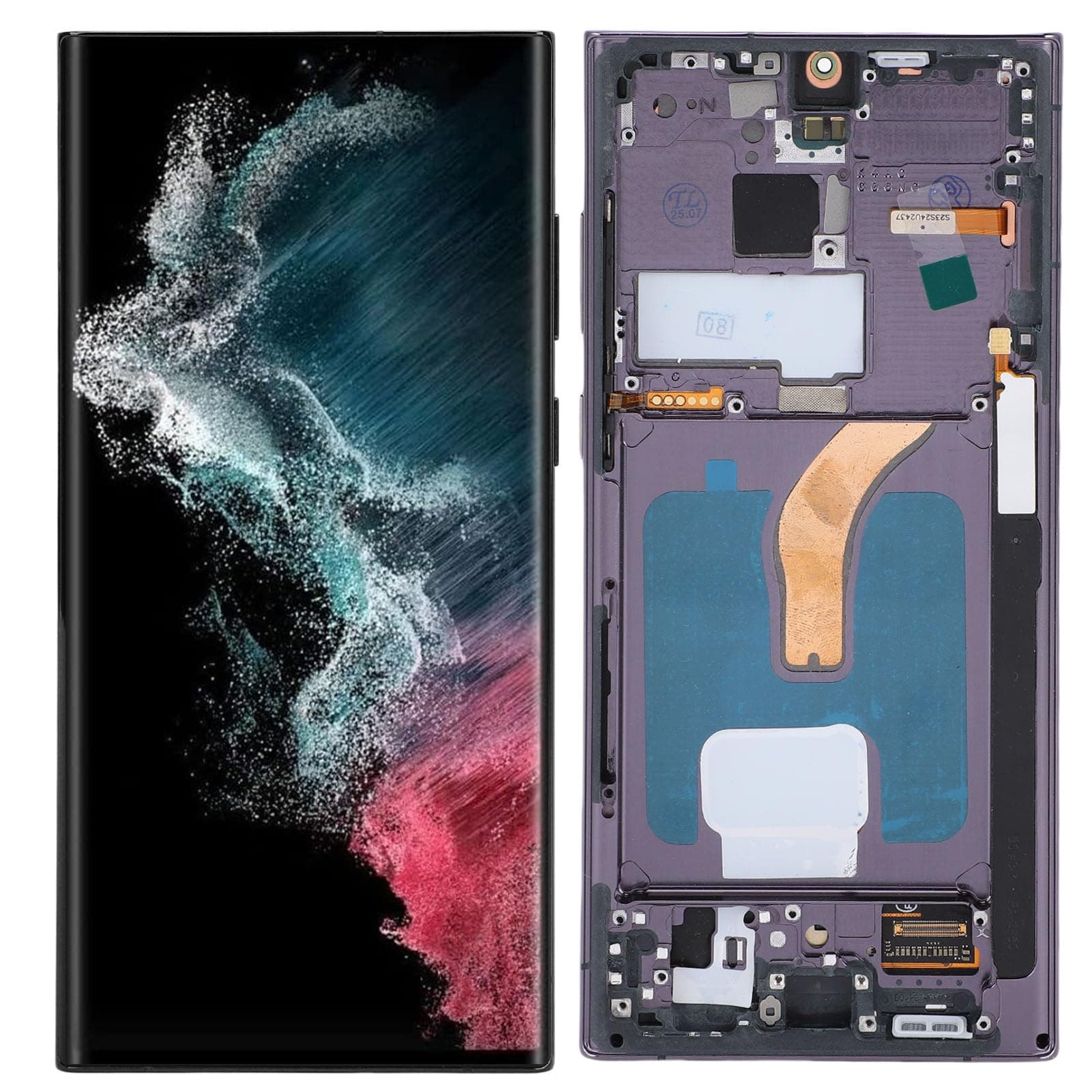 OLED for S22 Ultra, LED LCD Display Touch Screen Digitizer Assembly S22ultra 5G SM S908B, LCD Screen Replacement with Frame(No Fingerprint), EU International Version (Black)