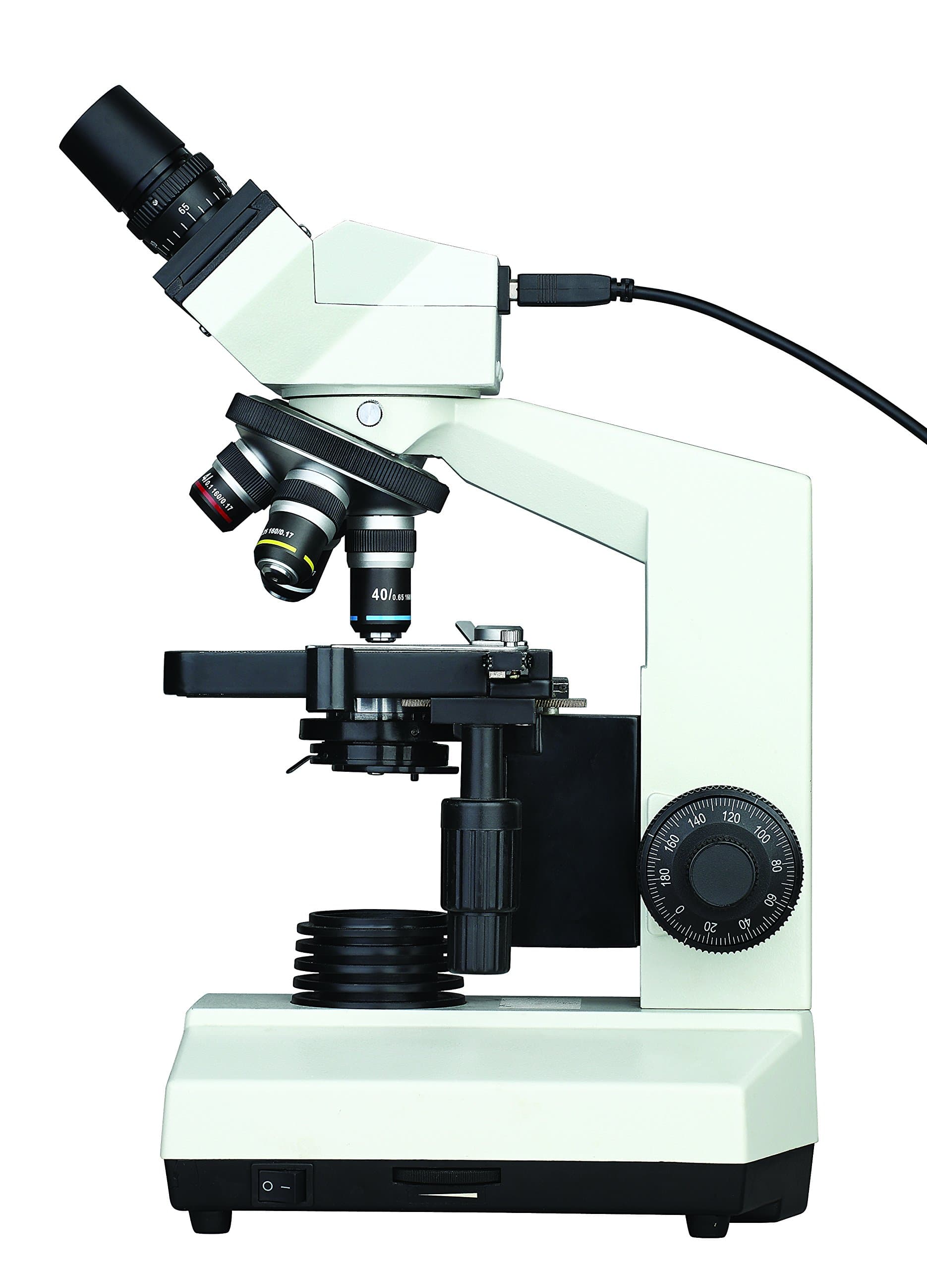 BS-2030BD Digital Binocular Compound Microscope, WF10x Eyepieces, 40x-1000x Magnification, Brightfield, LED and Mirror Illumination, Abbe Condenser, Iris Diaphragm, Mechanical Stage, 110V-240V, Includes 1.3MP Camera with Software