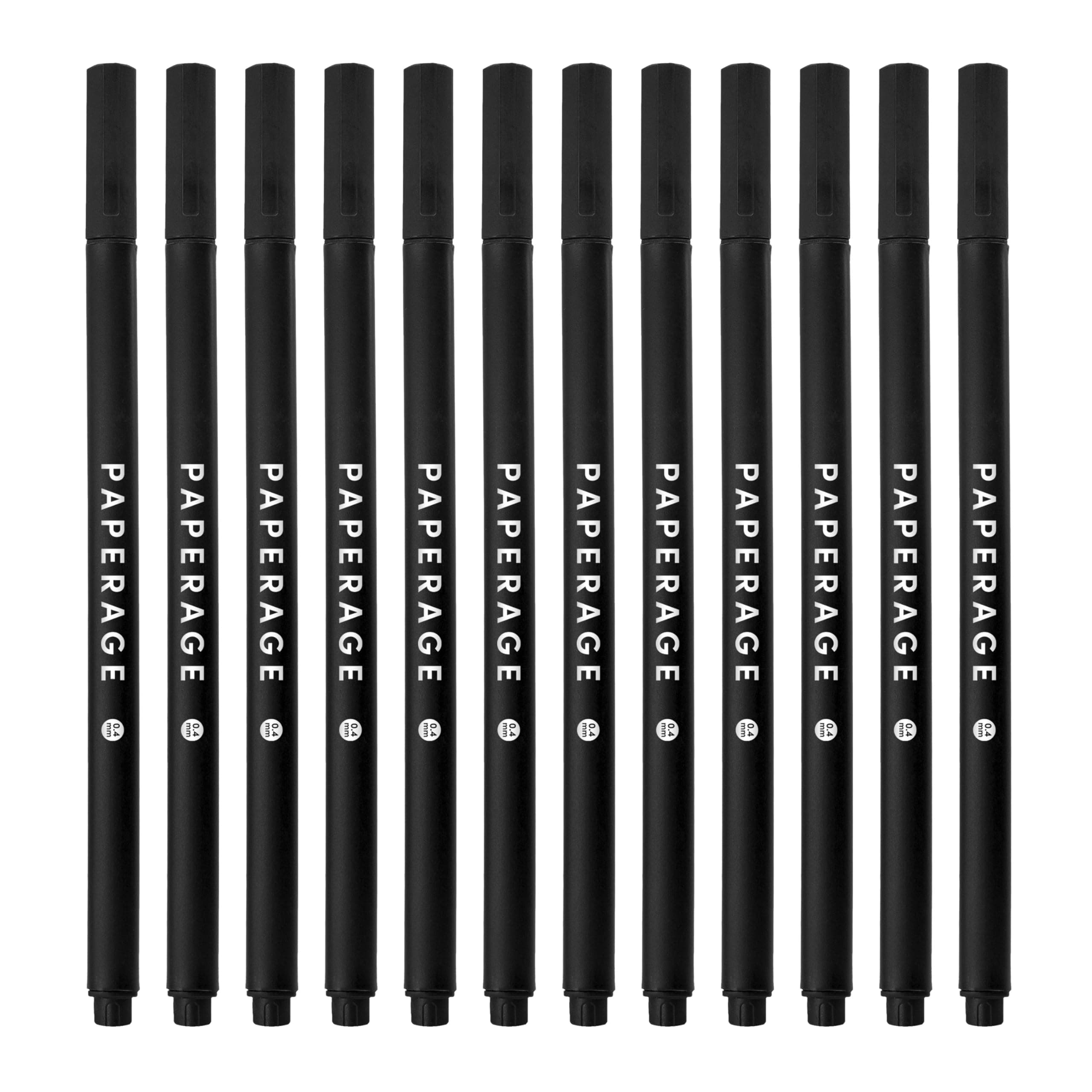 Felt Tip Fine Point Pens (0.4mm), 12 Pack, Pens For Journaling, Notebooks, Planners, Calendars & Drawing, Great for School, Office, & Home (Black Ink)