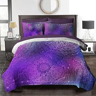 BlessLiving Twin Mandala Comforter Set, 8 Pieces Pink Purple Blue Boho Bed in a Bag Bed Set with Comforter and Sheets, All Season Down Alternative Bedding Comforter Sets for Adults Women
