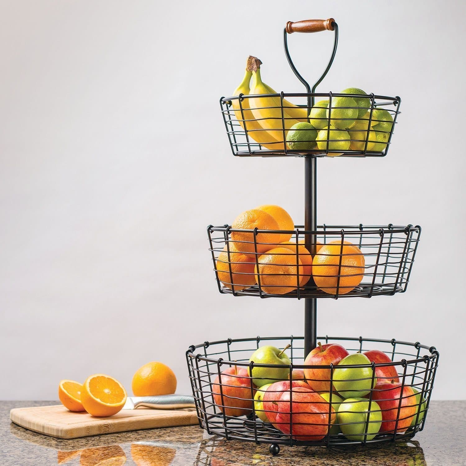 NEW 3-Tier Wrought Iron Wire Basket Storage Fruit Rack Holder Kitchen Organizer