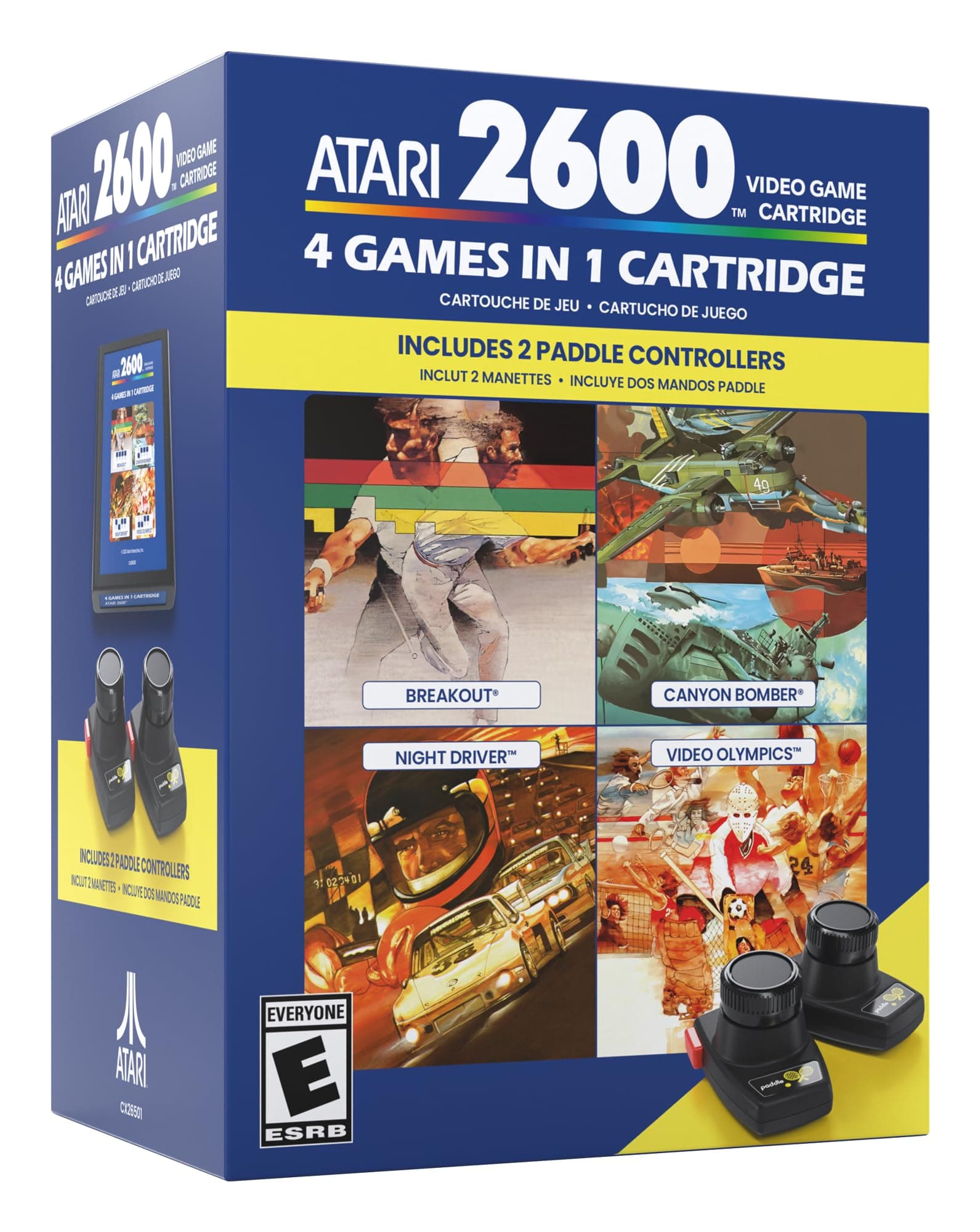 4 in 1 Game Cartridge with Paddle Pack Atari 2600+