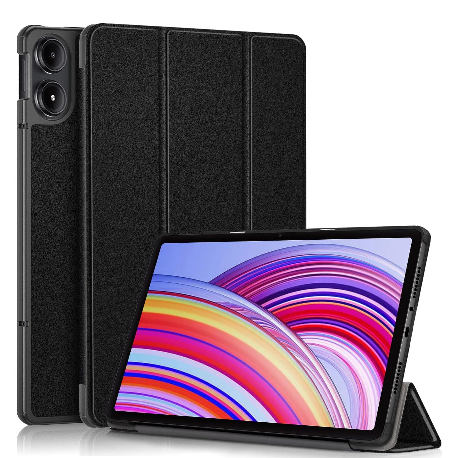 Case for Xiaomi Poco Pad 12.1'' 2024, Folding Folio Ultra-Thin PU Leather Std Case Cover for Xiaomi Redmi Pad Pro 5G / Xiaomi Poco Pad 12.1" 2024 Black