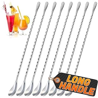 The Little Green Change 8Pcs Stainless Steel Bar Spoon - 12 IN Spiral Handle Cocktail Stirrer