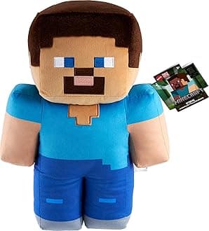 Mattel Minecraft Steve Jumbo Plush Figure, Large 16-inch Soft Doll with Pixelated Design Inspired by The Video Game