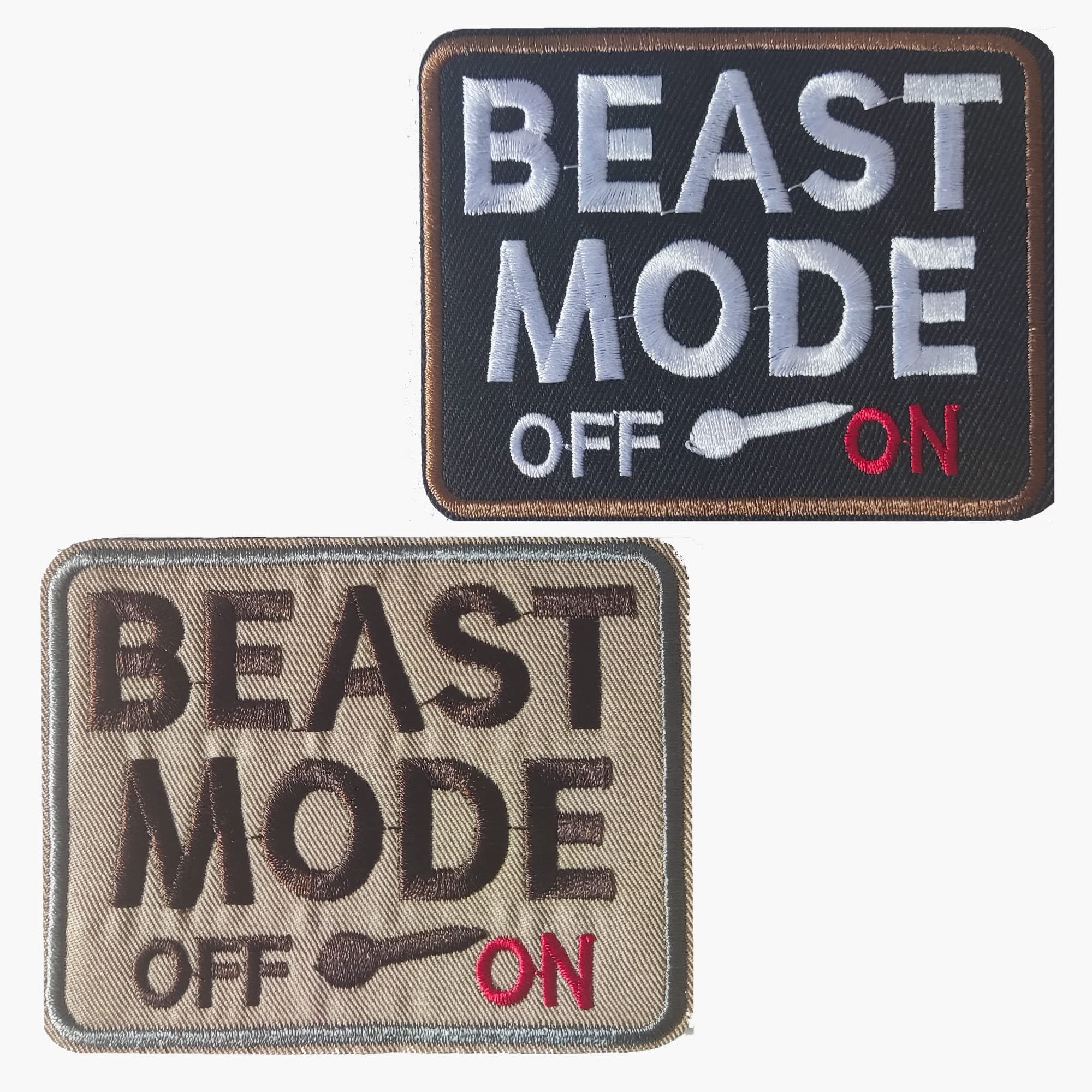 2PCS Beast Mode On Patches, Hook & Loop Funny Patch Full Embroidery Badge for Dog Vest Harness and Caps Bags Vests Jackets Backpacks Uniforms